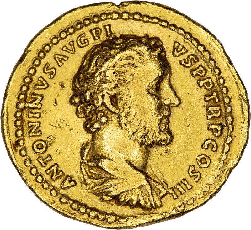 Античная монета · Antoninus Pius · Aureus · I в., реверс, Федеральное государственное бюджетное учреждение культуры "Государственный музей изобразительных искусств имени А.С. Пушкина"