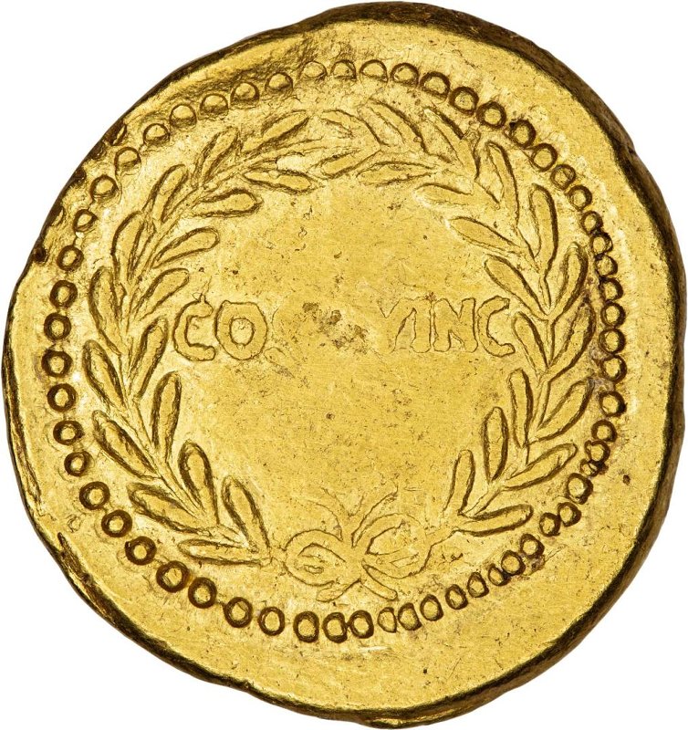 Античная монета · Julius Caesar · Aureus · I в. до н. э., реверс, Федеральное государственное бюджетное учреждение культуры "Государственный музей изобразительных искусств имени А.С. Пушкина"