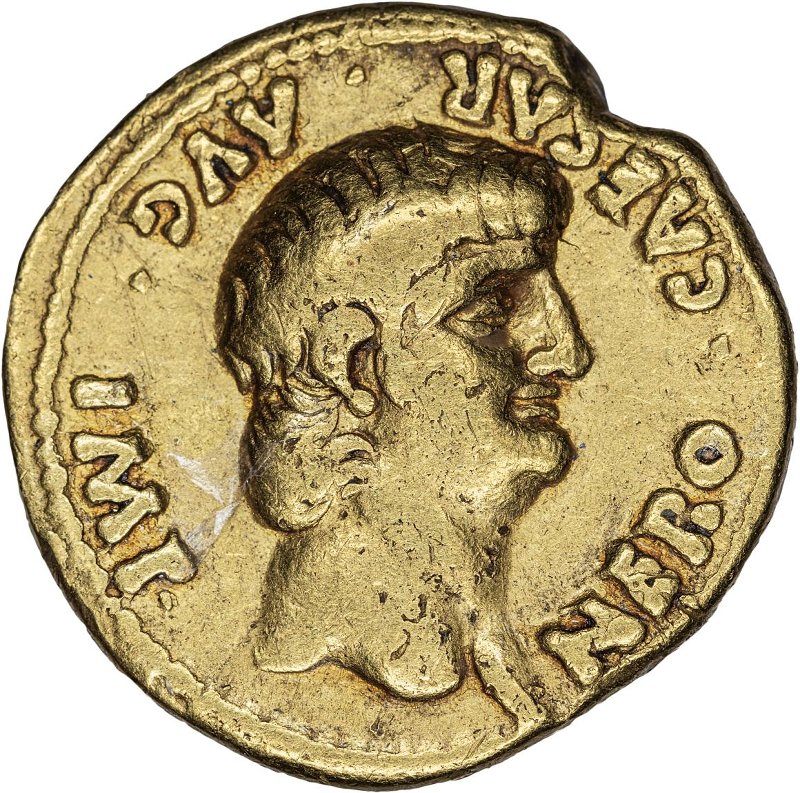 Античная монета · Nero · Aureus · I в., аверс, Федеральное государственное бюджетное учреждение культуры "Государственный музей изобразительных искусств имени А.С. Пушкина"