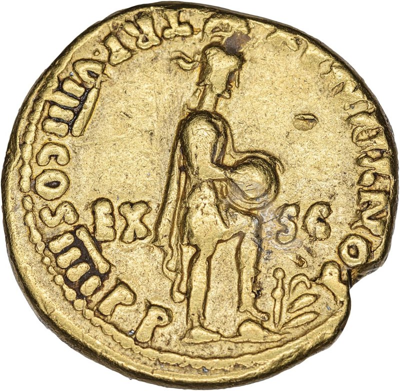 Античная монета · Nero · Aureus · I в., реверс, Федеральное государственное бюджетное учреждение культуры "Государственный музей изобразительных искусств имени А.С. Пушкина"