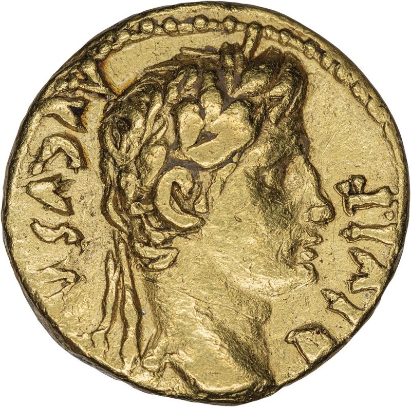 Античная монета · Augustus · Aureus · I в. до н. э., аверс, Федеральное государственное бюджетное учреждение культуры "Государственный музей изобразительных искусств имени А.С. Пушкина"