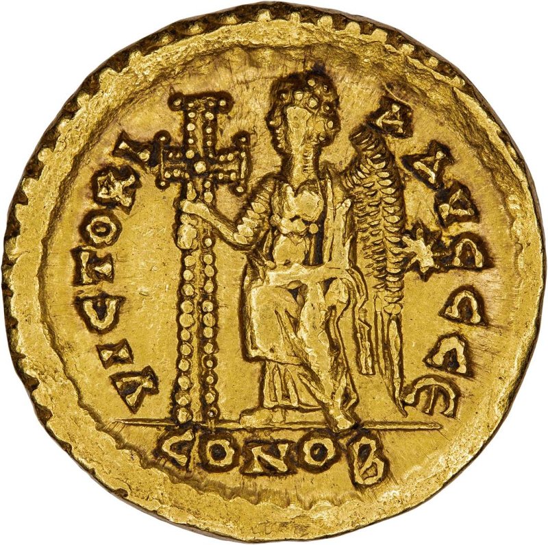 Римская империя · Marcian · Solidus · IV в., аверс, Федеральное государственное бюджетное учреждение культуры "Государственный музей изобразительных искусств имени А.С. Пушкина"