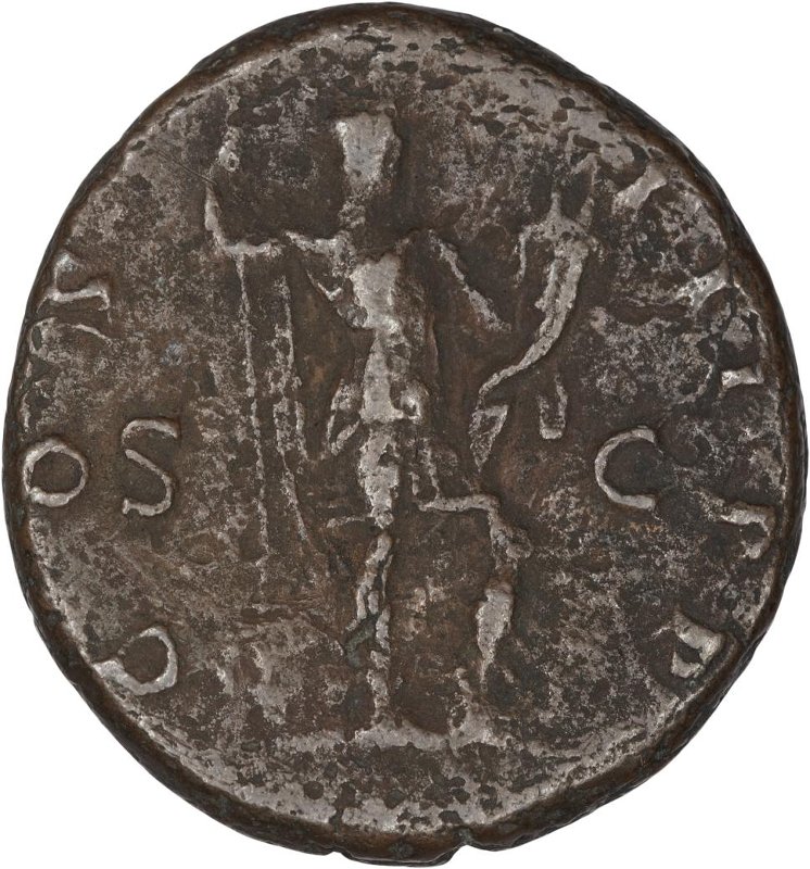 Римская империя · Hadrian · Dupondius · I в., реверс, Федеральное государственное бюджетное учреждение культуры "Государственный музей изобразительных искусств имени А.С. Пушкина"