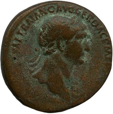Римская империя · Trajan · Sestertius · I в., аверс, Федеральное государственное бюджетное учреждение культуры "Государственный музей изобразительных искусств имени А.С. Пушкина"