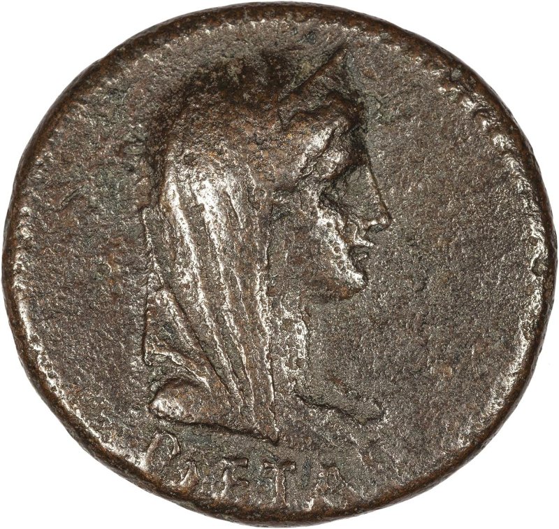 Римская империя · Tiberius · Dupondius · I в., аверс, Федеральное государственное бюджетное учреждение культуры "Государственный музей изобразительных искусств имени А.С. Пушкина"