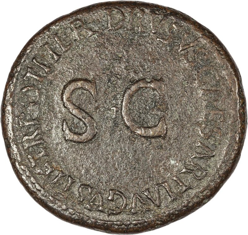 Римская империя · Tiberius · Dupondius · I в., реверс, Федеральное государственное бюджетное учреждение культуры "Государственный музей изобразительных искусств имени А.С. Пушкина"