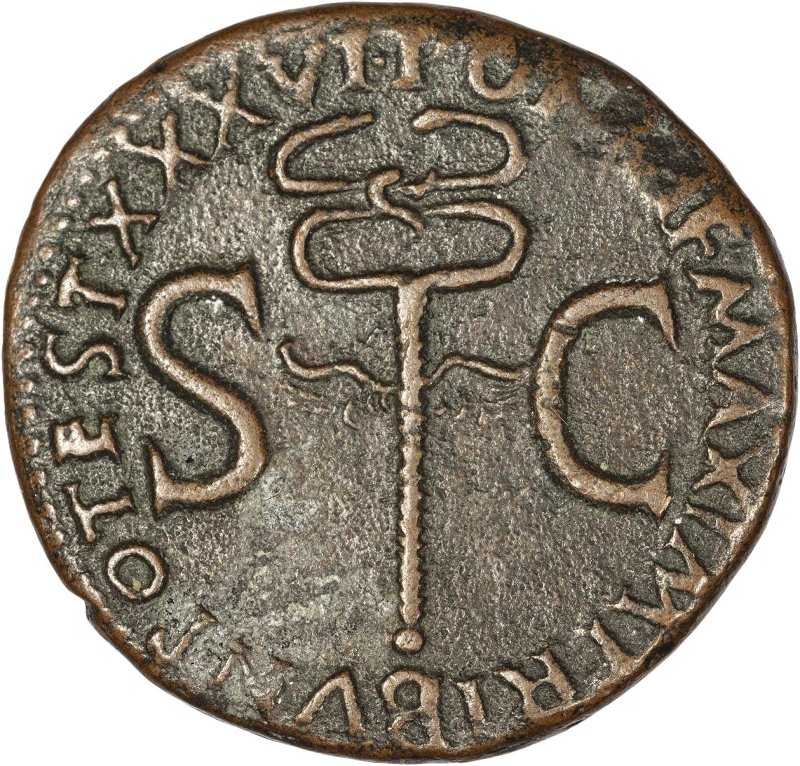 Римская империя · Tiberius · As · I в., реверс, Федеральное государственное бюджетное учреждение культуры "Государственный музей изобразительных искусств имени А.С. Пушкина"