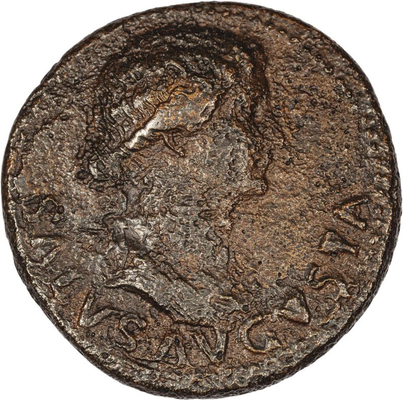 Римская империя · Tiberius · Dupondius · I в., аверс, Федеральное государственное бюджетное учреждение культуры "Государственный музей изобразительных искусств имени А.С. Пушкина"