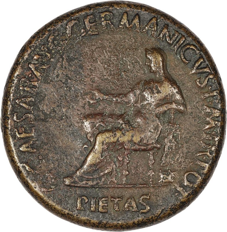 Римская империя · Sestertius · I в., аверс, Федеральное государственное бюджетное учреждение культуры "Государственный музей изобразительных искусств имени А.С. Пушкина"