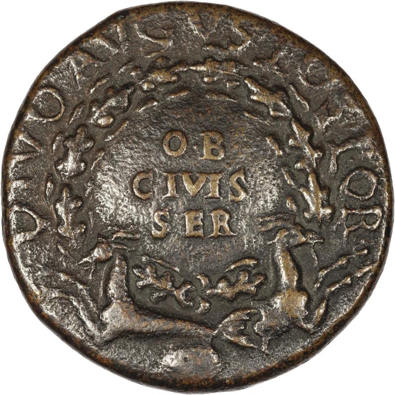 Римская империя · Tiberius · Sestertius · I в., аверс, Федеральное государственное бюджетное учреждение культуры "Государственный музей изобразительных искусств имени А.С. Пушкина"