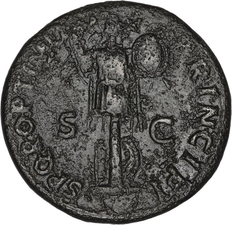 Римская империя · Trajan · Dupondius · I в., реверс, Федеральное государственное бюджетное учреждение культуры "Государственный музей изобразительных искусств имени А.С. Пушкина"