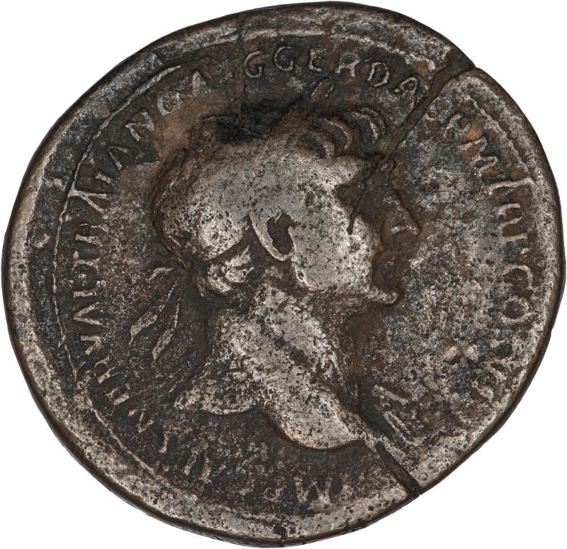 Римская империя · Trajan · Sestertius · I в., аверс, Федеральное государственное бюджетное учреждение культуры "Государственный музей изобразительных искусств имени А.С. Пушкина"