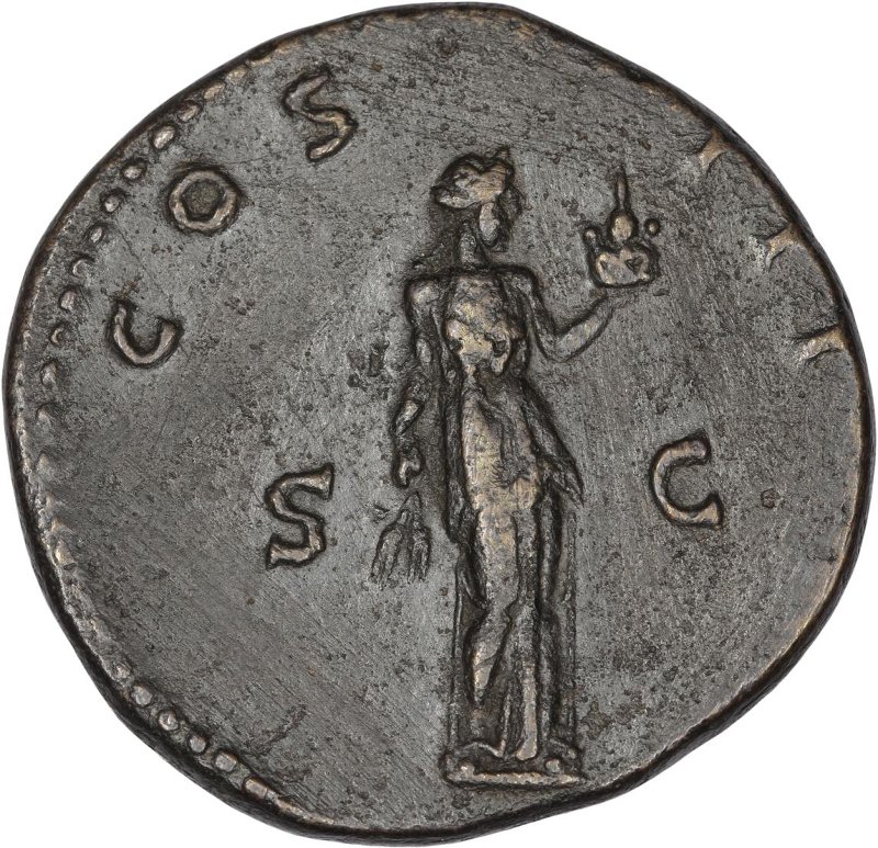 Римская империя · Hadrian · Dupondius · I в., реверс, Федеральное государственное бюджетное учреждение культуры "Государственный музей изобразительных искусств имени А.С. Пушкина"