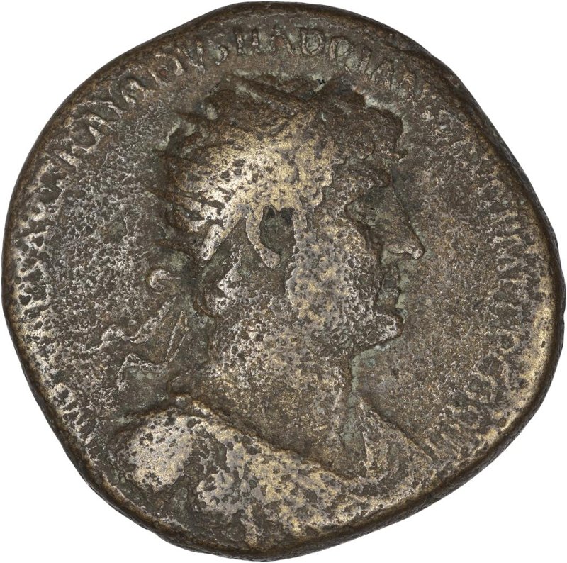 Римская империя · Hadrian · Dupondius · I в., аверс, Федеральное государственное бюджетное учреждение культуры "Государственный музей изобразительных искусств имени А.С. Пушкина"