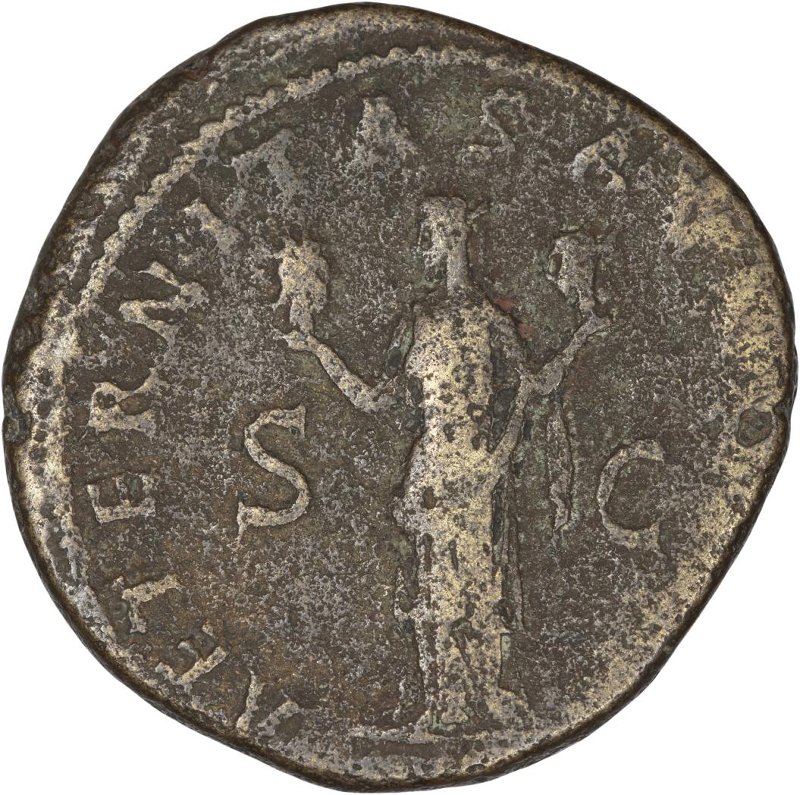 Римская империя · Hadrian · Dupondius · I в., реверс, Федеральное государственное бюджетное учреждение культуры "Государственный музей изобразительных искусств имени А.С. Пушкина"
