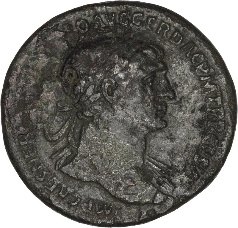 Римская империя · Trajan · Sestertius · I в., аверс, Федеральное государственное бюджетное учреждение культуры "Государственный музей изобразительных искусств имени А.С. Пушкина"