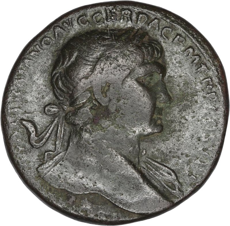 Римская империя · Trajan · Sestertius · I в., аверс, Федеральное государственное бюджетное учреждение культуры "Государственный музей изобразительных искусств имени А.С. Пушкина"