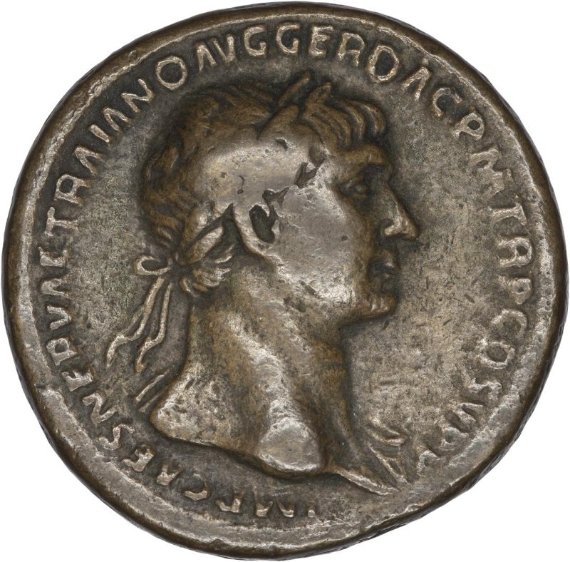 Римская империя · Trajan · Sestertius · I в., аверс, Федеральное государственное бюджетное учреждение культуры "Государственный музей изобразительных искусств имени А.С. Пушкина"