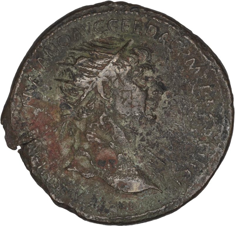Римская империя · Trajan · Dupondius · I в., аверс, Федеральное государственное бюджетное учреждение культуры "Государственный музей изобразительных искусств имени А.С. Пушкина"