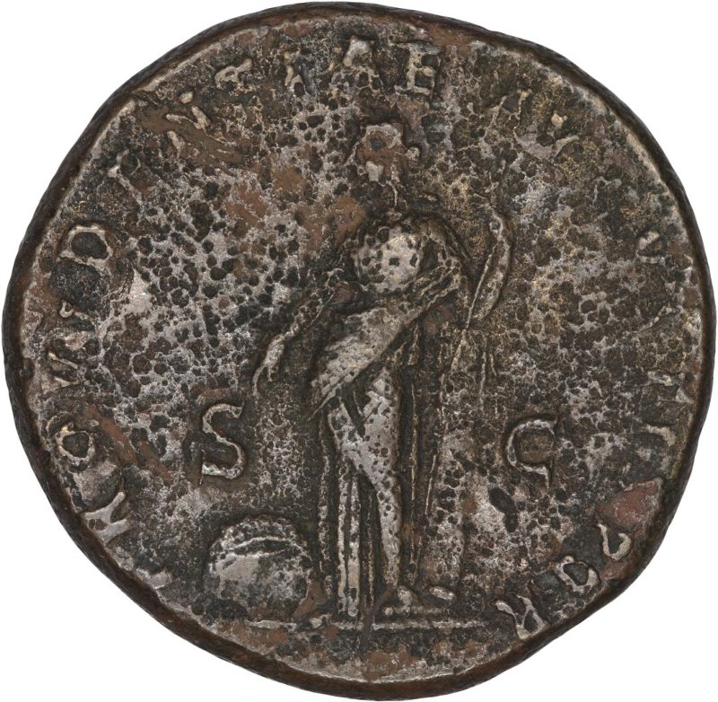 Римская империя · Trajan · Dupondius · I в., реверс, Федеральное государственное бюджетное учреждение культуры "Государственный музей изобразительных искусств имени А.С. Пушкина"