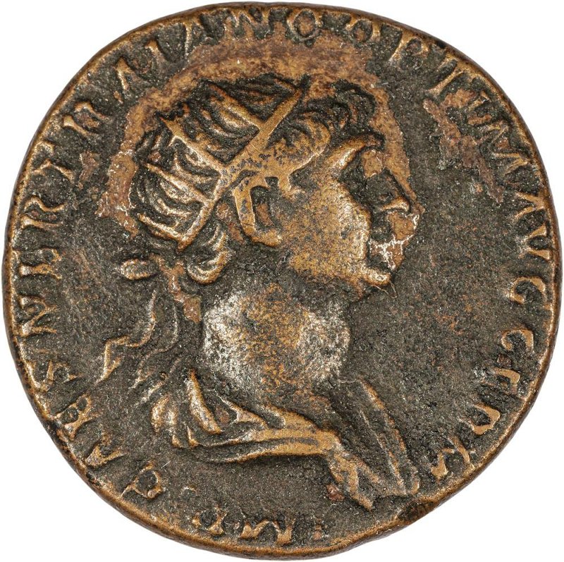 Римская империя · Trajan · As · I в., аверс, Федеральное государственное бюджетное учреждение культуры "Государственный музей изобразительных искусств имени А.С. Пушкина"