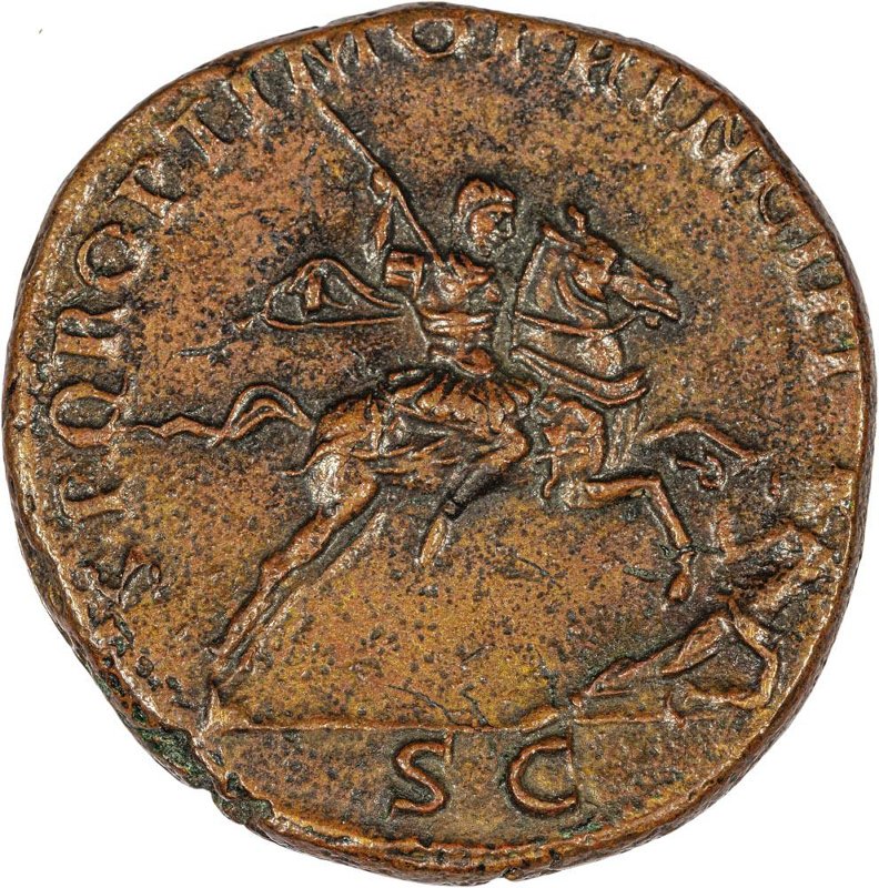 Римская империя · Trajan · Dupondius · I в., реверс, Федеральное государственное бюджетное учреждение культуры "Государственный музей изобразительных искусств имени А.С. Пушкина"