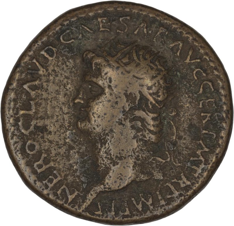 Римская империя · Nero · Dupondius · I в., аверс, Федеральное государственное бюджетное учреждение культуры "Государственный музей изобразительных искусств имени А.С. Пушкина"