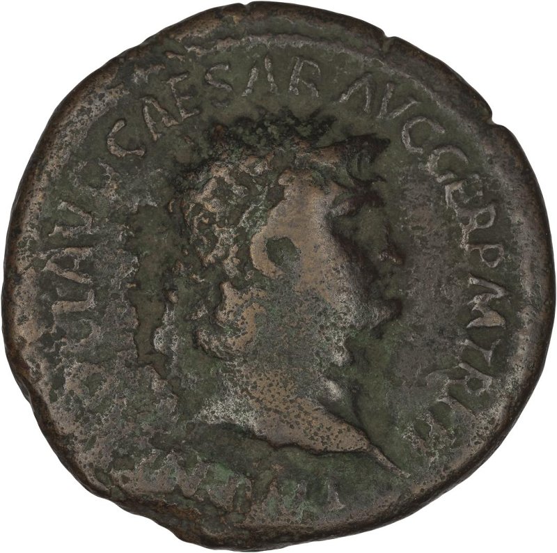 Римская империя · Nero · Dupondius · I в., аверс, Федеральное государственное бюджетное учреждение культуры "Государственный музей изобразительных искусств имени А.С. Пушкина"