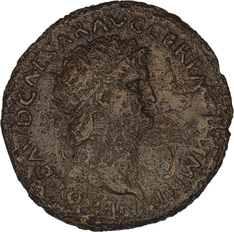 Римская империя · Nero · Dupondius · I в., аверс, Федеральное государственное бюджетное учреждение культуры "Государственный музей изобразительных искусств имени А.С. Пушкина"