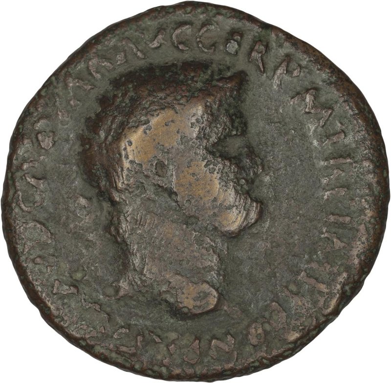 Римская империя · Nero · Dupondius · I в., аверс, Федеральное государственное бюджетное учреждение культуры "Государственный музей изобразительных искусств имени А.С. Пушкина"
