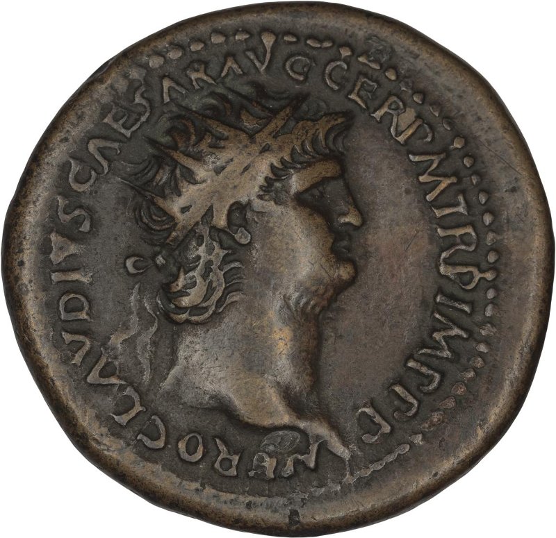 Римская империя · Nero · Dupondius · I в., аверс, Федеральное государственное бюджетное учреждение культуры "Государственный музей изобразительных искусств имени А.С. Пушкина"