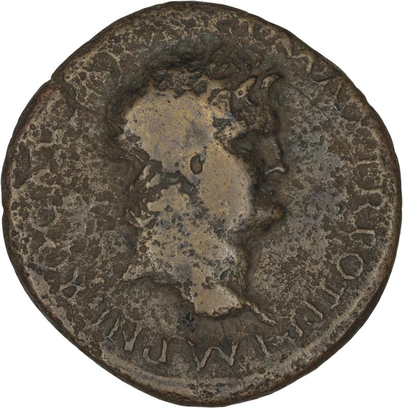 Римская империя · Nero · Dupondius · I в., аверс, Федеральное государственное бюджетное учреждение культуры "Государственный музей изобразительных искусств имени А.С. Пушкина"