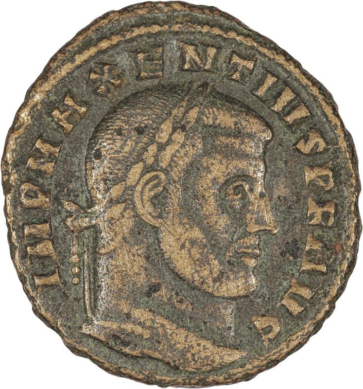 Римская империя · Maxentius · Follis · III в., аверс, Федеральное государственное бюджетное учреждение культуры "Государственный музей изобразительных искусств имени А.С. Пушкина"