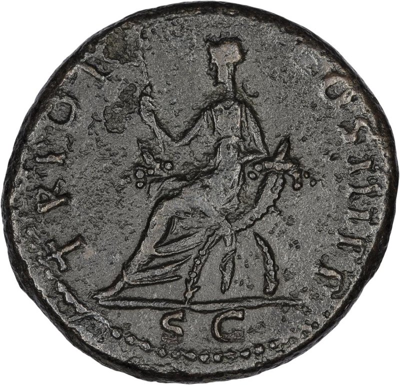 Римская империя · Trajan · Dupondius · I в., реверс, Федеральное государственное бюджетное учреждение культуры "Государственный музей изобразительных искусств имени А.С. Пушкина"