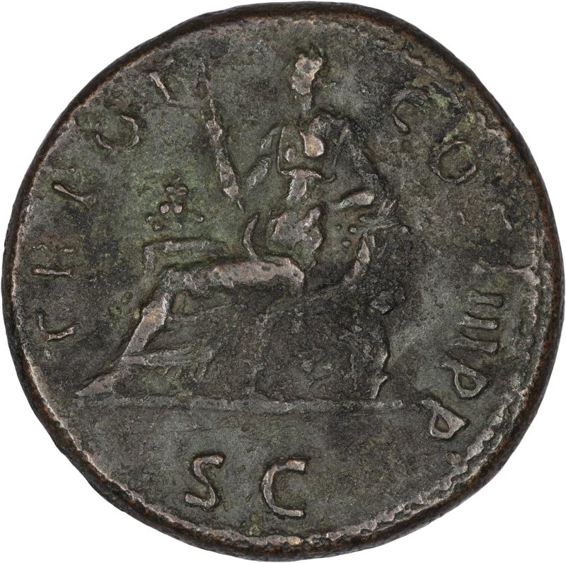 Римская империя · Trajan · Dupondius · I в., реверс, Федеральное государственное бюджетное учреждение культуры "Государственный музей изобразительных искусств имени А.С. Пушкина"