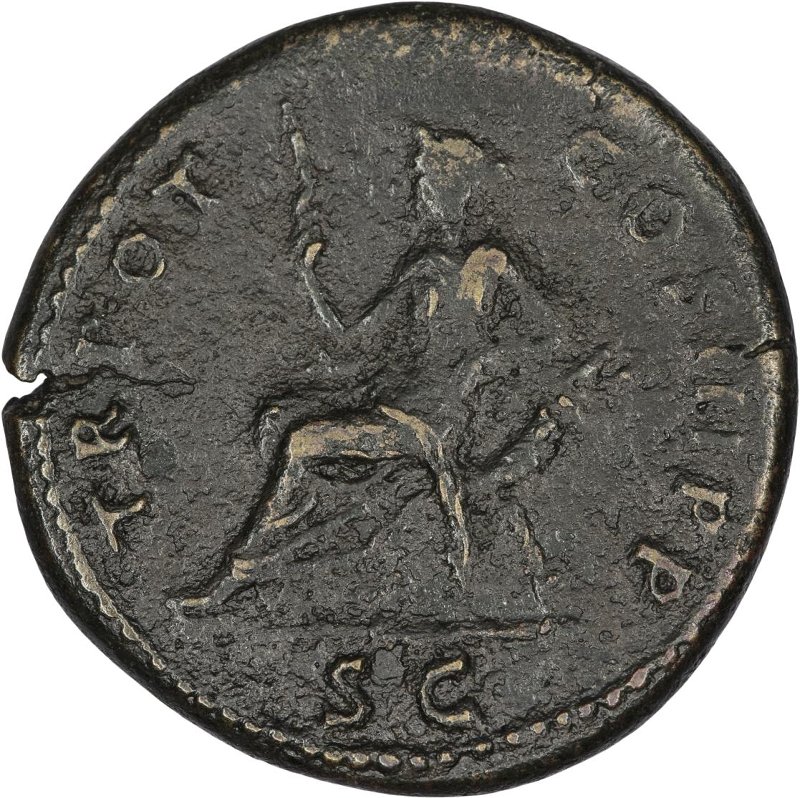 Римская империя · Trajan · Dupondius · I в., реверс, Федеральное государственное бюджетное учреждение культуры "Государственный музей изобразительных искусств имени А.С. Пушкина"