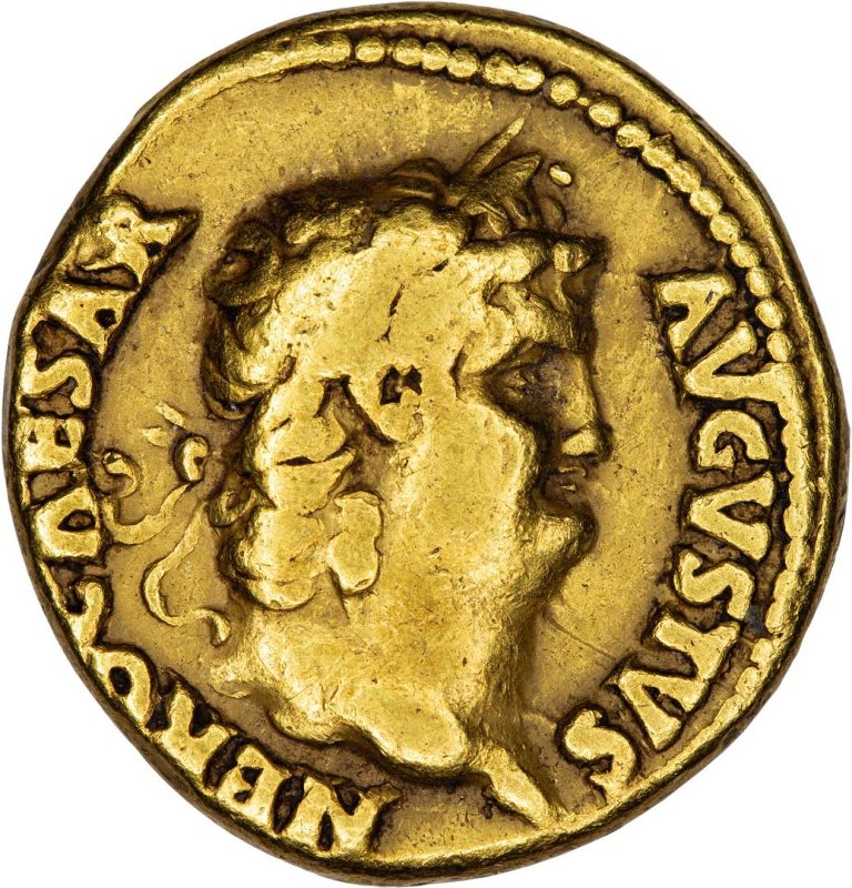 Античная монета · Nero · Aureus · I в., аверс, Федеральное государственное бюджетное учреждение культуры "Государственный музей изобразительных искусств имени А.С. Пушкина"