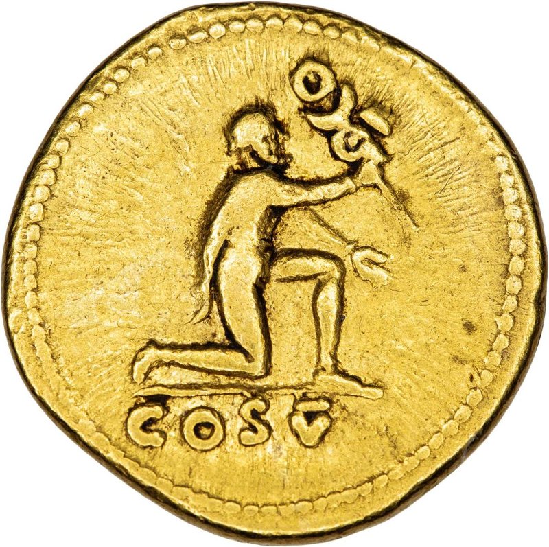 Античная монета · Domitian · Aureus · I в., реверс, Федеральное государственное бюджетное учреждение культуры "Государственный музей изобразительных искусств имени А.С. Пушкина"