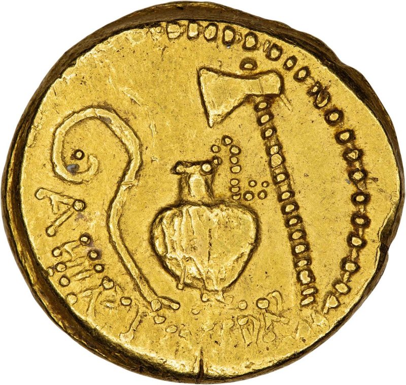 Античная монета · Julius Caesar · Aureus · I в. до н. э., реверс, Федеральное государственное бюджетное учреждение культуры "Государственный музей изобразительных искусств имени А.С. Пушкина"
