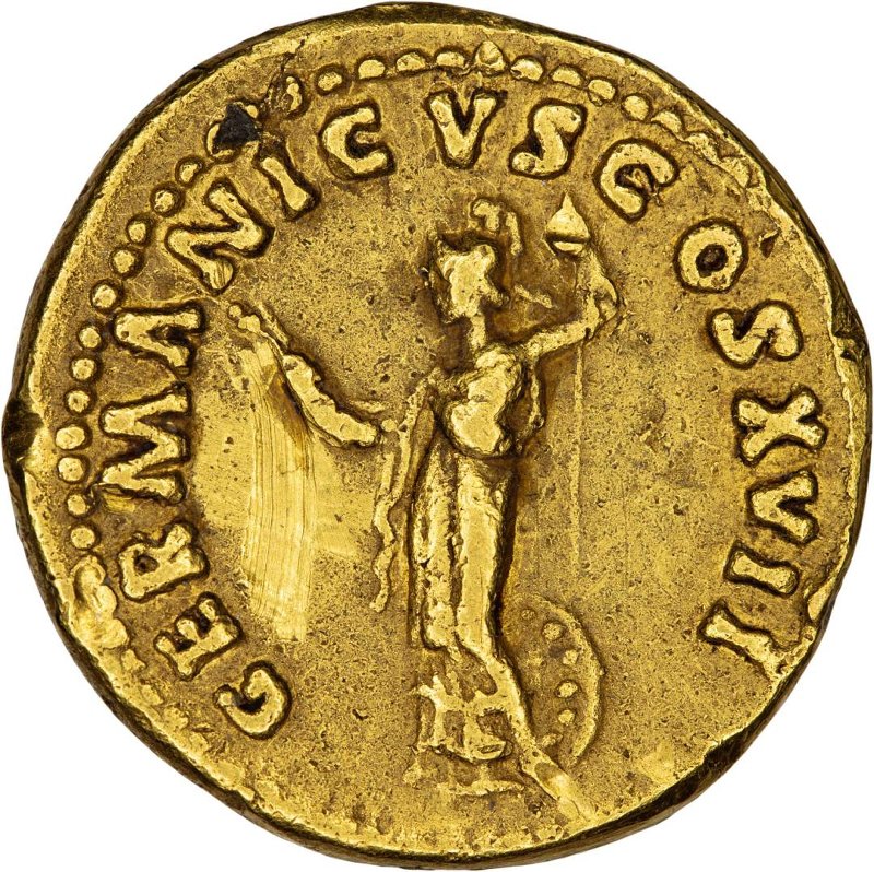 Античная монета · Domitian · Aureus · I в., реверс, Федеральное государственное бюджетное учреждение культуры "Государственный музей изобразительных искусств имени А.С. Пушкина"