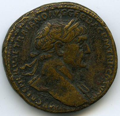 Римская империя · Trajan · Sestertius · I в., аверс, Федеральное государственное бюджетное учреждение культуры "Государственный музей изобразительных искусств имени А.С. Пушкина"