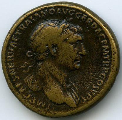 Римская империя · Trajan · Sestertius · I в., аверс, Федеральное государственное бюджетное учреждение культуры "Государственный музей изобразительных искусств имени А.С. Пушкина"