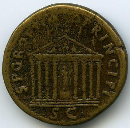 Римская империя · Trajan · Sestertius · I в., реверс, Федеральное государственное бюджетное учреждение культуры "Государственный музей изобразительных искусств имени А.С. Пушкина"