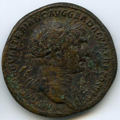 Римская империя · Trajan · Sestertius · I в., аверс, Федеральное государственное бюджетное учреждение культуры "Государственный музей изобразительных искусств имени А.С. Пушкина"