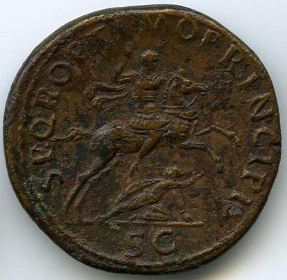 Римская империя · Trajan · Sestertius · I в., реверс, Федеральное государственное бюджетное учреждение культуры "Государственный музей изобразительных искусств имени А.С. Пушкина"