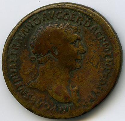 Римская империя · Trajan · Sestertius · I в., аверс, Федеральное государственное бюджетное учреждение культуры "Государственный музей изобразительных искусств имени А.С. Пушкина"