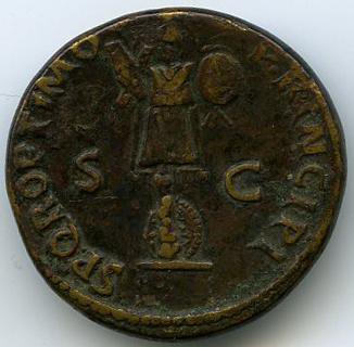 Римская империя · Trajan · Dupondius · I в., реверс, Федеральное государственное бюджетное учреждение культуры "Государственный музей изобразительных искусств имени А.С. Пушкина"
