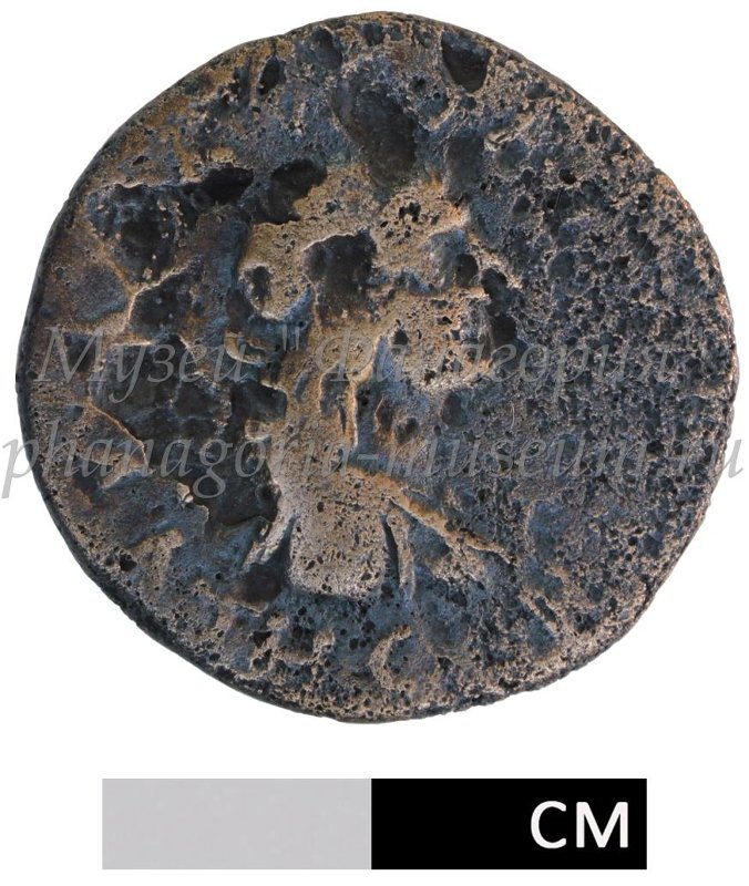 Античная монета · Sestertius · I в., аверс, Федеральное государственное бюджетное учреждение культуры "Государственный историко-археологический музей-заповедник "Фанагория"