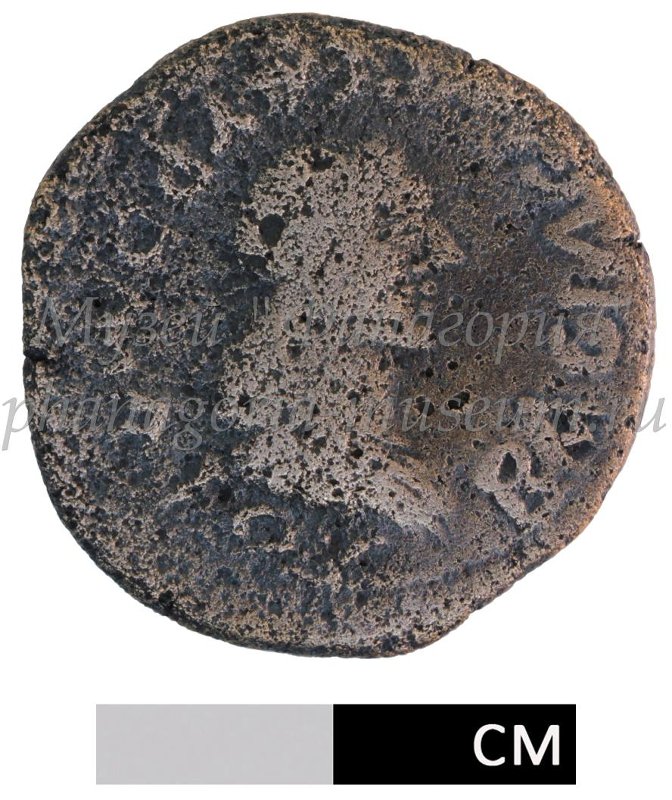 Античная монета · Sestertius · I в., реверс, Федеральное государственное бюджетное учреждение культуры "Государственный историко-археологический музей-заповедник "Фанагория"