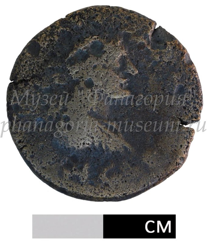 Античная монета · Sestertius · I в., аверс, Федеральное государственное бюджетное учреждение культуры "Государственный историко-археологический музей-заповедник "Фанагория"